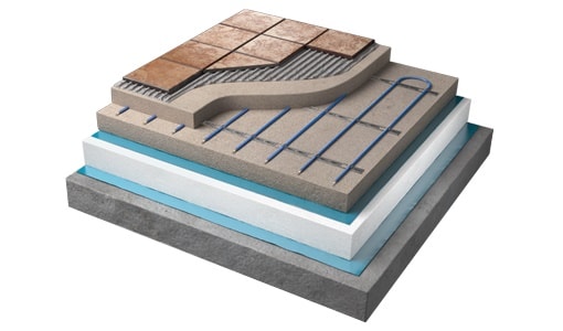 underfloor heating inscreed cutaway diagram